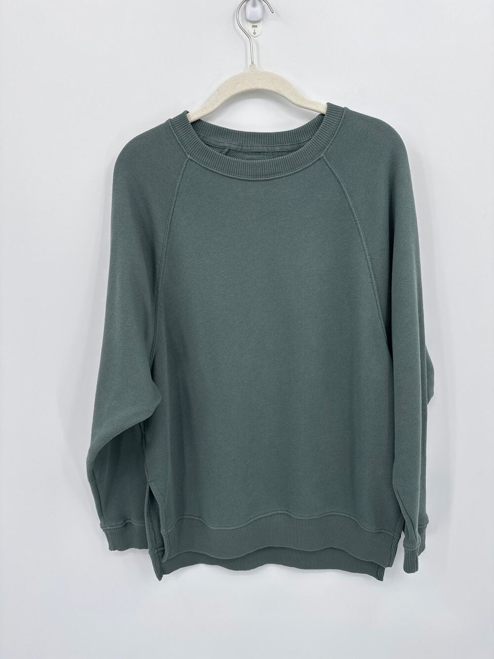 American Eagle Green Oversized Crewneck Sweatshirt Relaxed Fit Cotton Blend XS